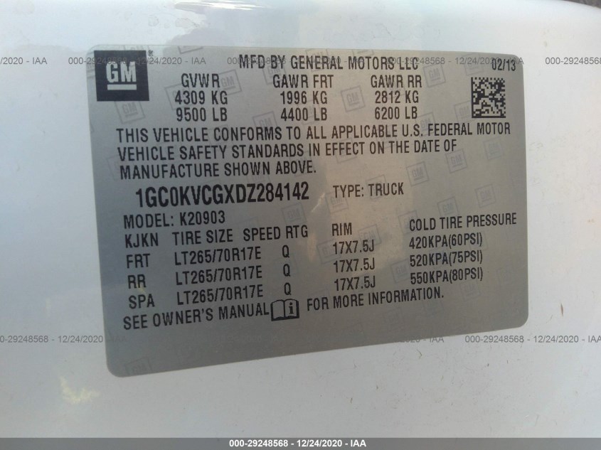 CHEVROLET SILVERADO 2500HD 1GC0KVCGXDZ284142