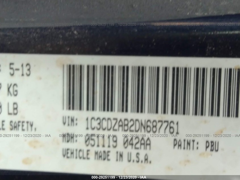 DODGE AVENGER 1C3CDZAB2DN687761