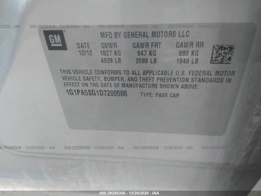 CHEVROLET CRUZE 1G1PA5SG1D7200586
