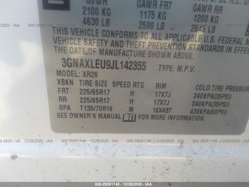CHEVROLET EQUINOX 3GNAXLEU9JL142355
