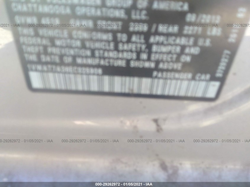VOLKSWAGEN PASSAT 1VWAT7A36EC025906