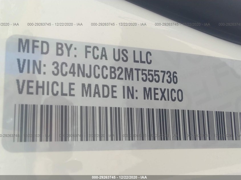JEEP COMPASS 3C4NJCCB2MT555736