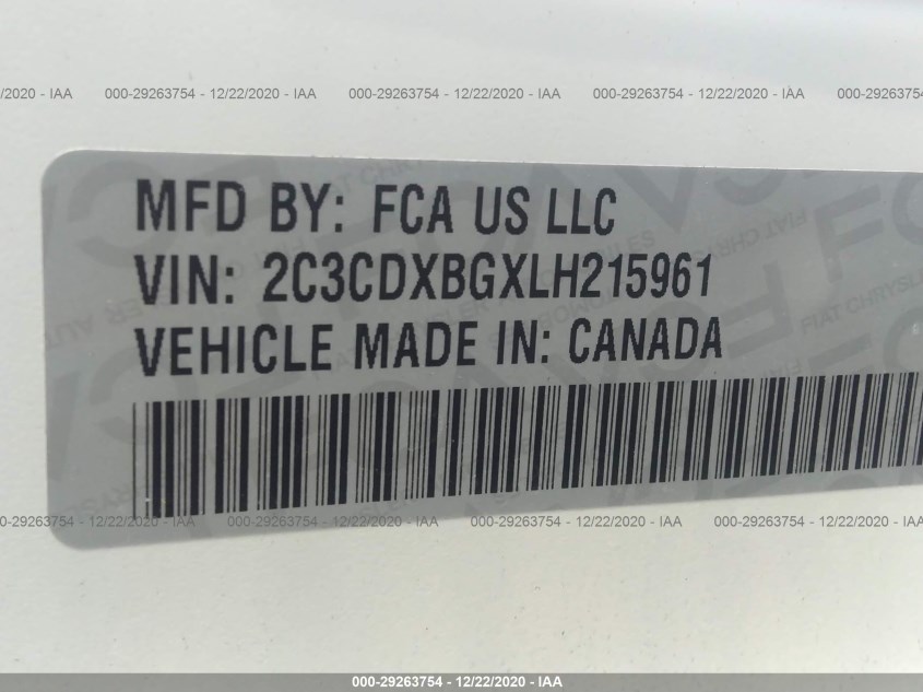 DODGE CHARGER 2C3CDXBGXLH215961