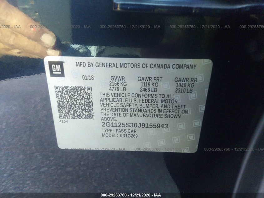 CHEVROLET IMPALA 2G1125S30J9155943