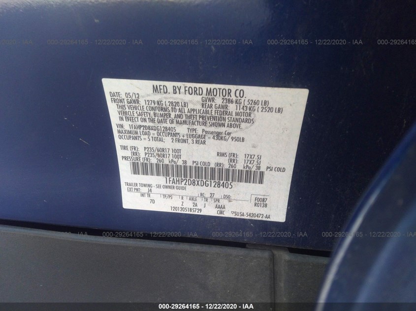 FORD TAURUS 1FAHP2D8XDG128405