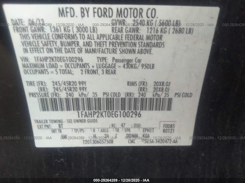 FORD TAURUS 1FAHP2KT0EG100296