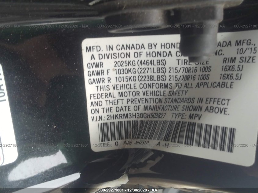 HONDA CR-V 2HKRM3H30GH503827