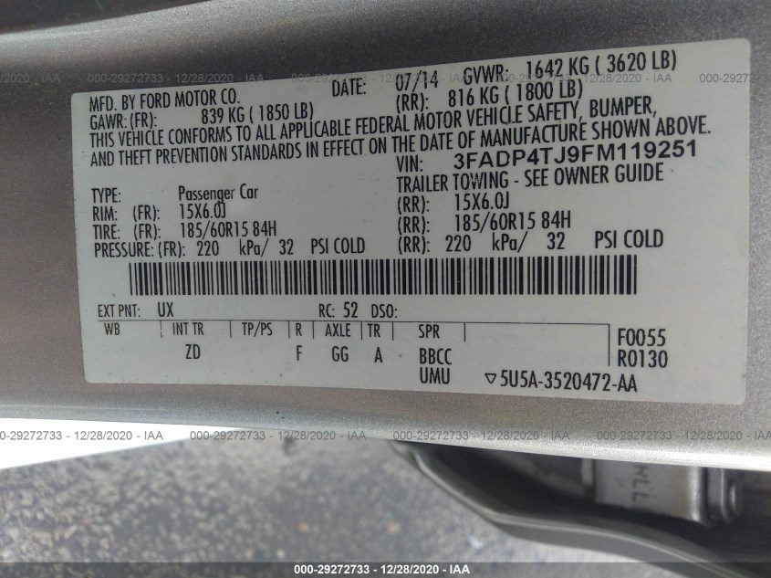 FORD FIESTA 3FADP4TJ9FM119251
