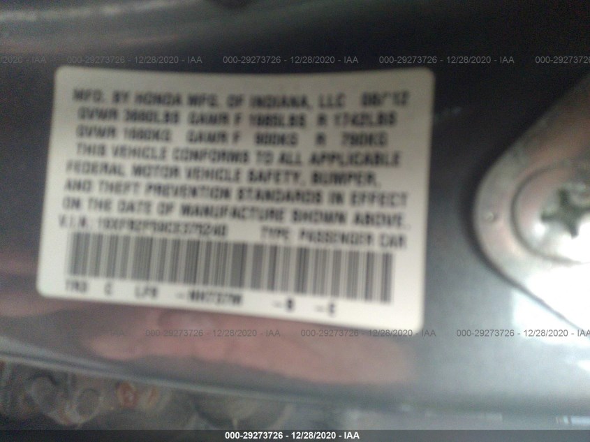 HONDA CIVIC SDN 19XFB2F59CE375240