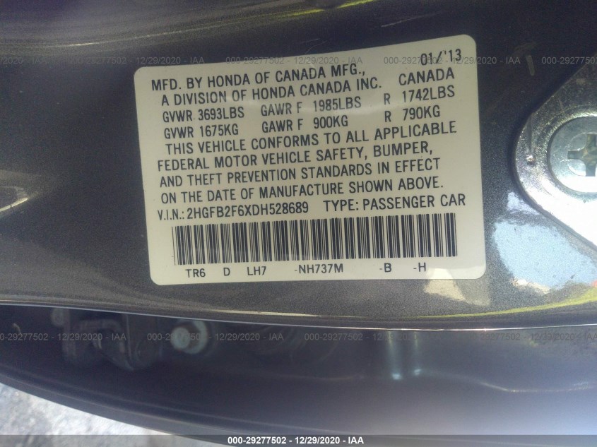 HONDA CIVIC SDN 2HGFB2F6XDH528689