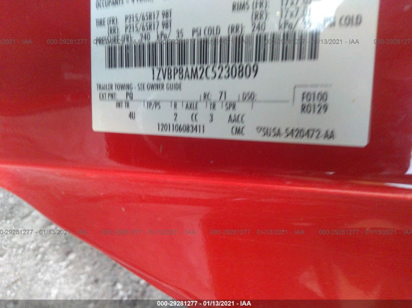 FORD MUSTANG 1ZVBP8AM2C5230809