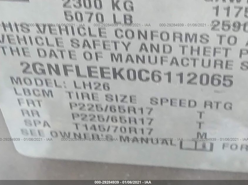CHEVROLET EQUINOX 2GNFLEEK0C6112065