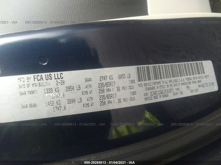 CHRYSLER VOYAGER 2C4RC1DG6LR181871