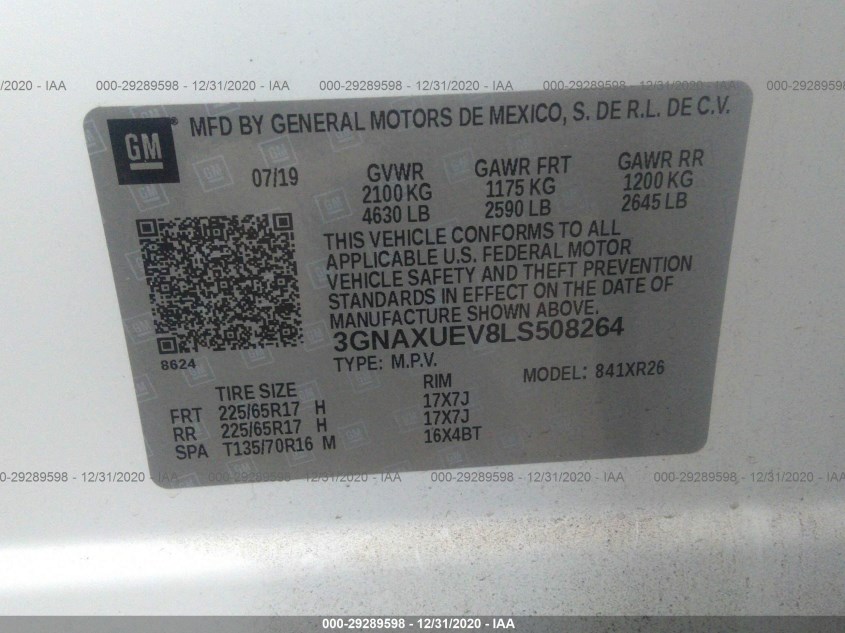 CHEVROLET EQUINOX 3GNAXUEV8LS508264