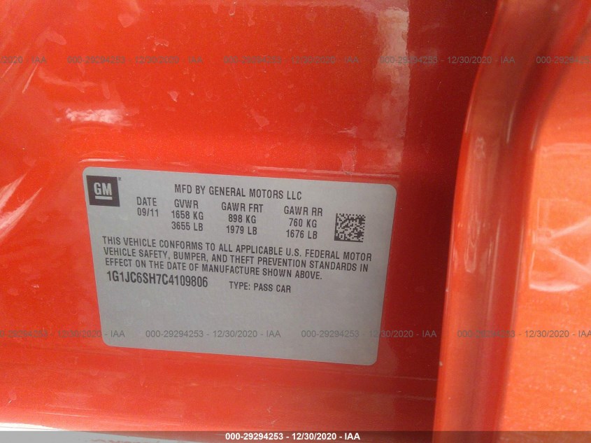 CHEVROLET SONIC 1G1JC6SH7C4109806