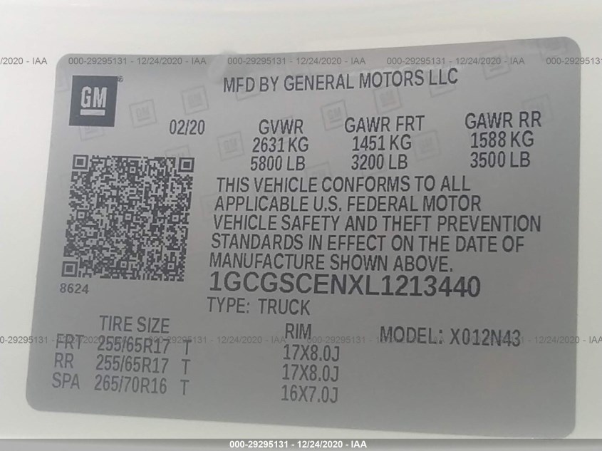 CHEVROLET COLORADO 1GCGSCENXL1213440
