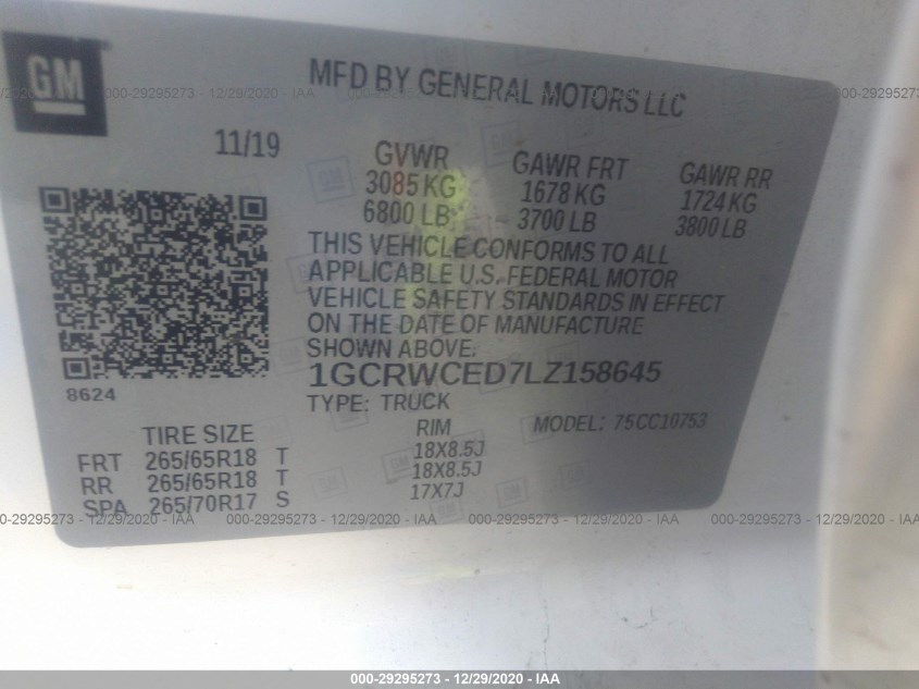 CHEVROLET SILVERADO 1500 1GCRWCED7LZ158645