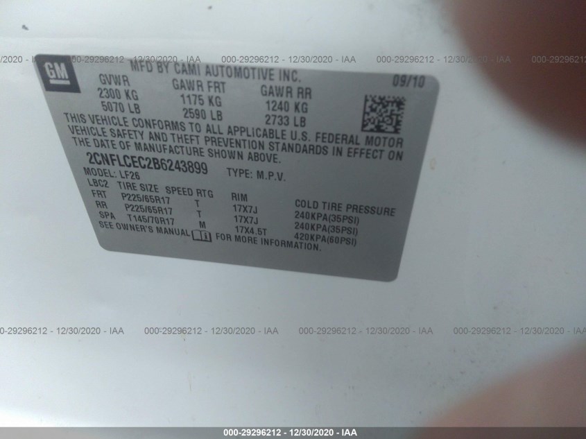 CHEVROLET EQUINOX 2CNFLCEC2B6243899
