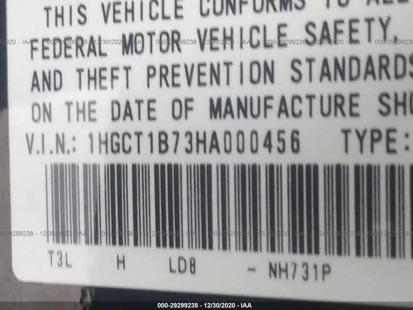 HONDA ACCORD COUPE 1HGCT1B73HA000456