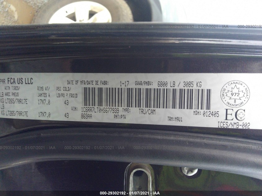 RAM 1500 1C6RR7LT0HS677939