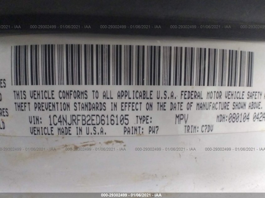 JEEP PATRIOT 1C4NJRFB2ED616105