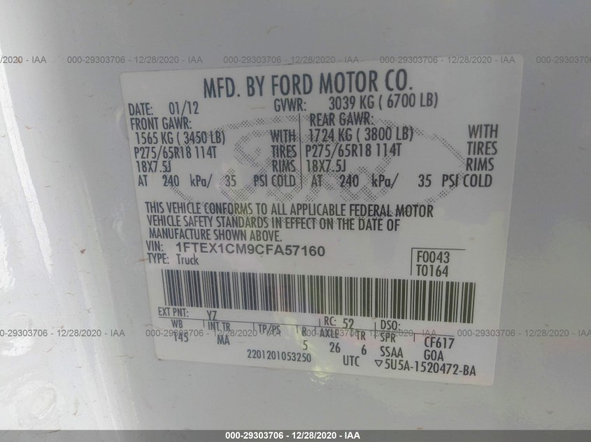 FORD F-150 1FTEX1CM9CFA57160