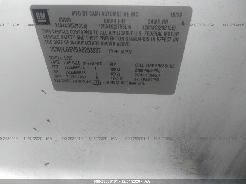 CHEVROLET EQUINOX 2CNFLGEY5A6253537