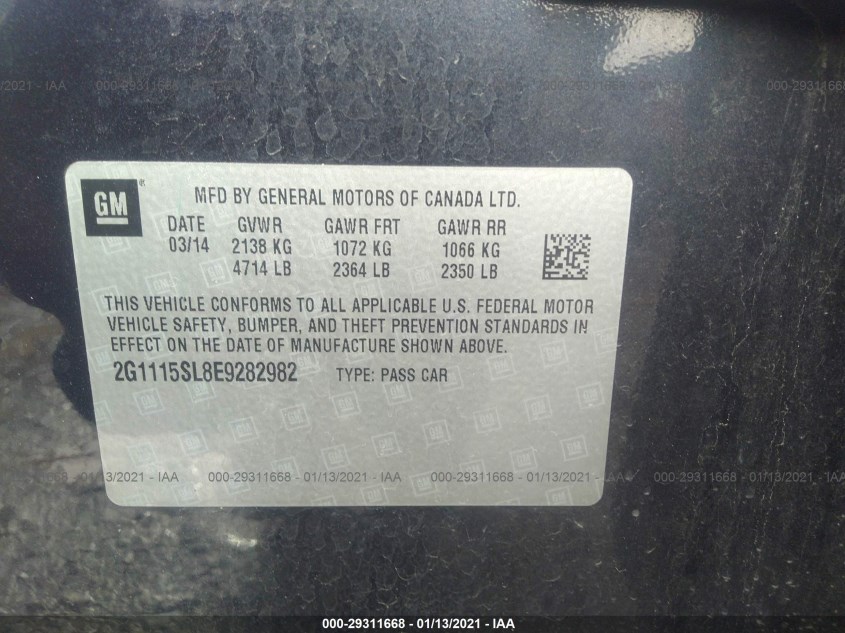 CHEVROLET IMPALA 2G1115SL8E9282982