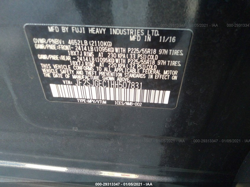 SUBARU FORESTER JF2SJGEC1HH507831