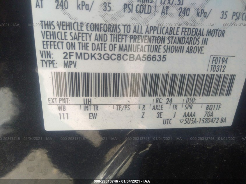 FORD EDGE 2FMDK3GC8CBA56635