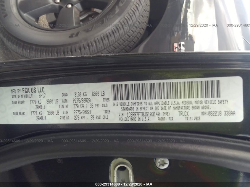 RAM 1500 1C6RR7FT8JS103140