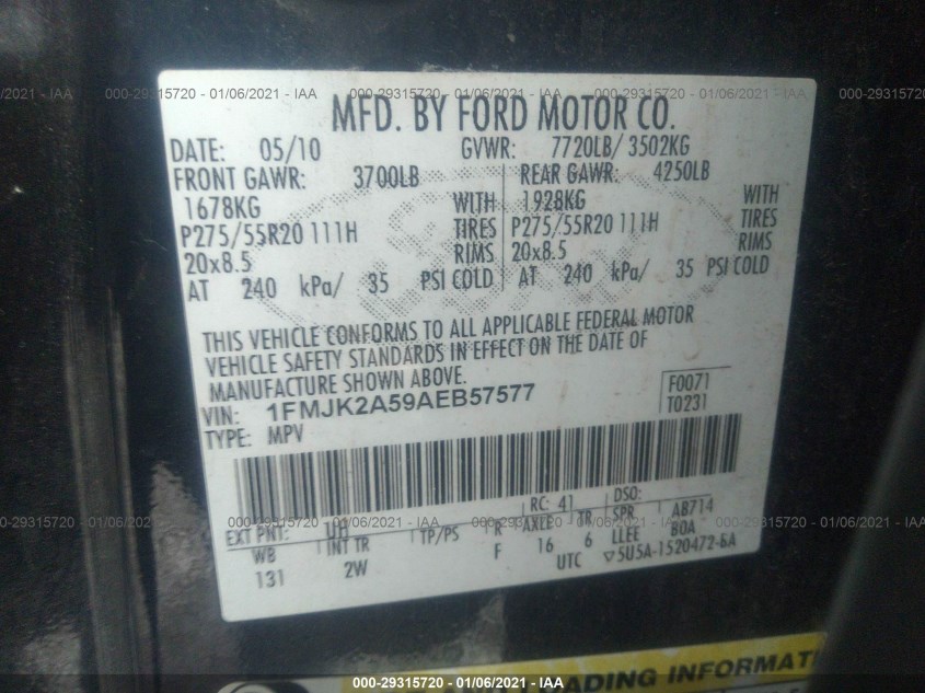 FORD EXPEDITION EL 1FMJK2A59AEB57577