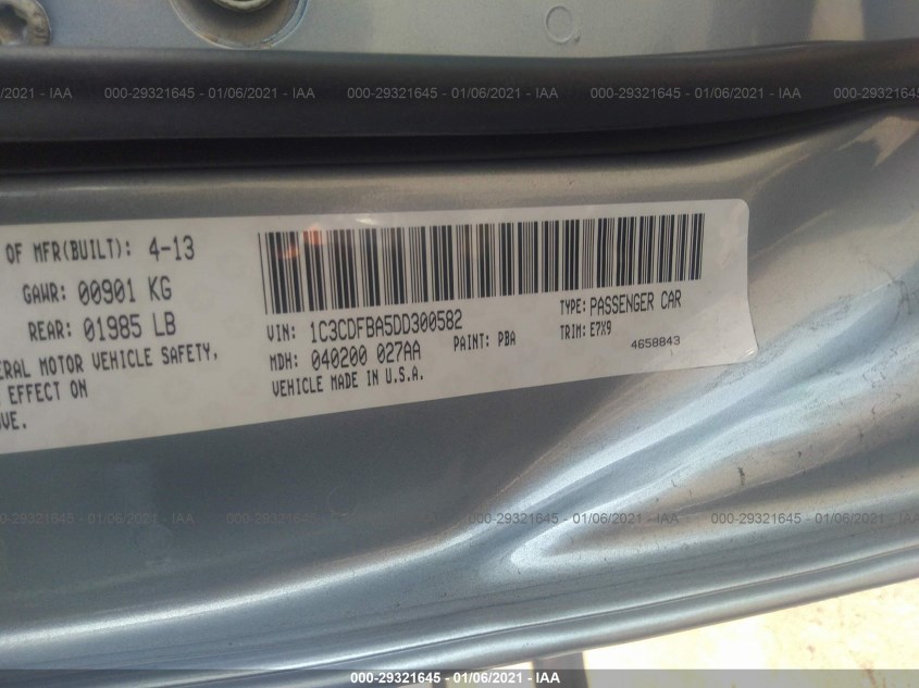 DODGE DART 1C3CDFBA5DD300582