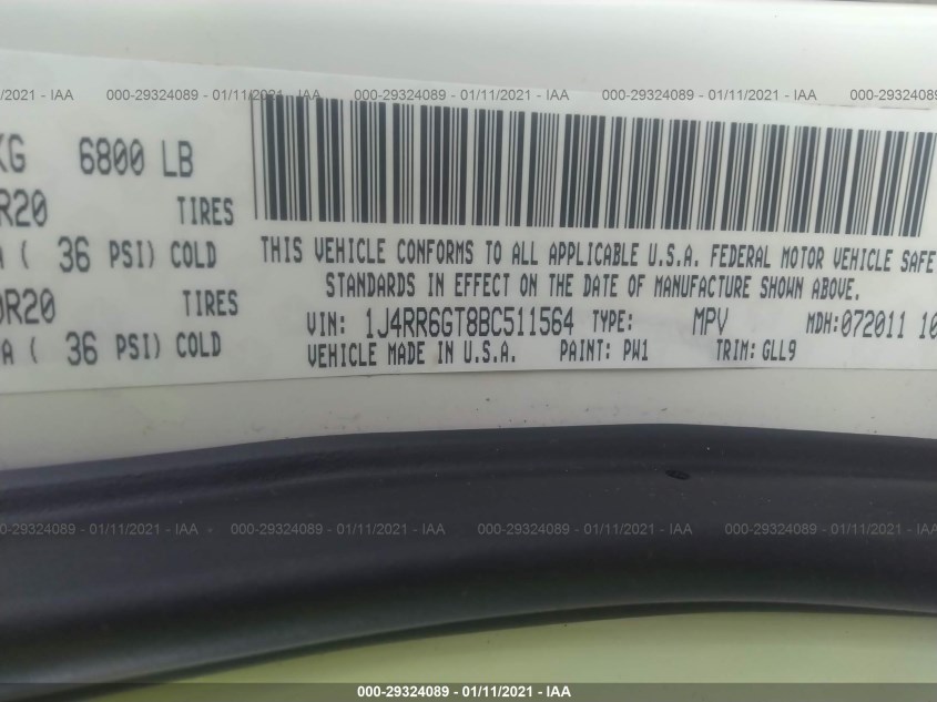 JEEP GRAND CHEROKEE 1J4RR6GT8BC511564