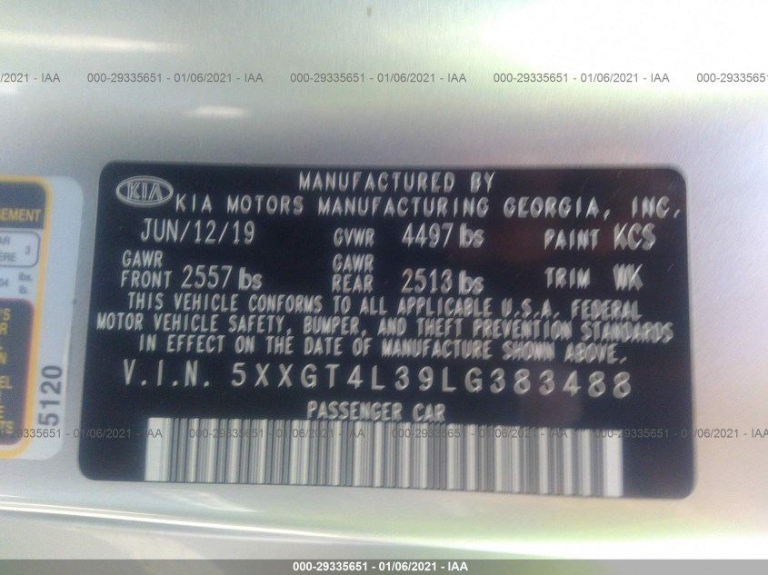 KIA OPTIMA 5XXGT4L39LG383488