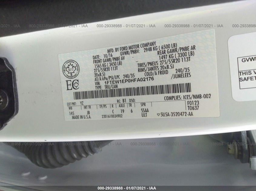 FORD F-150 1FTEW1EP0HFA02176