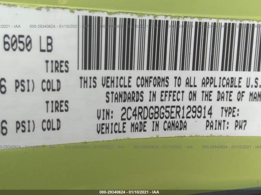DODGE GRAND CARAVAN 2C4RDGBG5ER129914