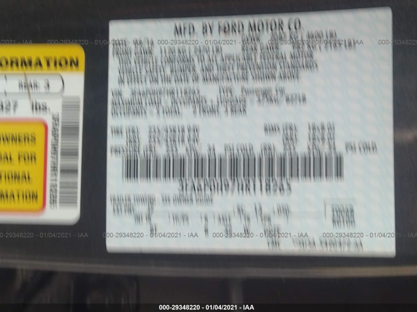 FORD FUSION 3FA6P0H97HR118265