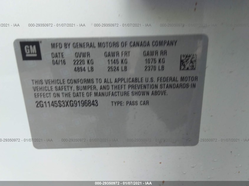 CHEVROLET IMPALA 2G1145S3XG9196843