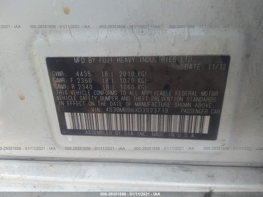 SUBARU LEGACY 4S3BMBB6XD3023719