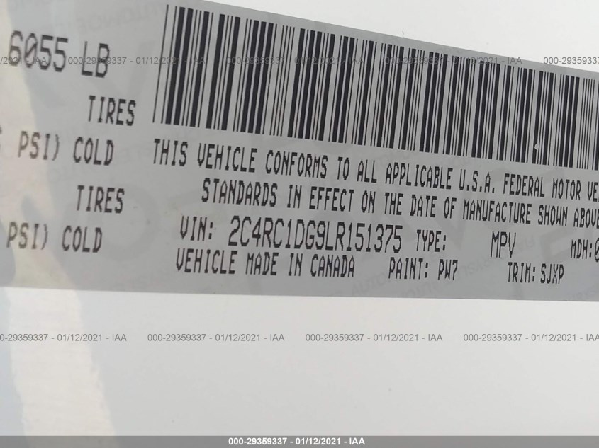 CHRYSLER VOYAGER 2C4RC1DG9LR151375