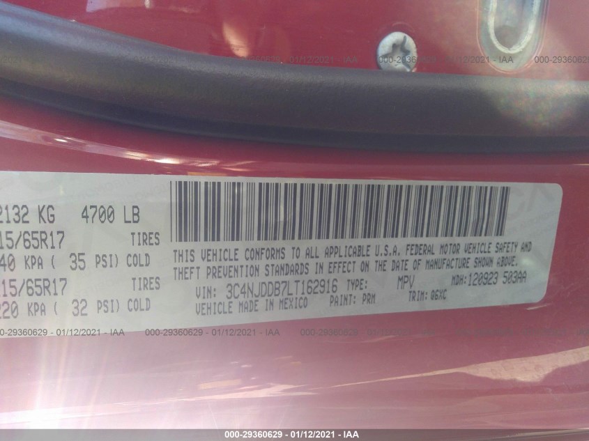 JEEP COMPASS 3C4NJDDB7LT162916