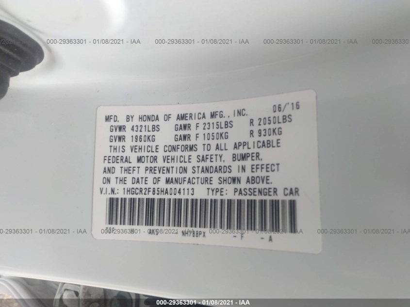 HONDA ACCORD SEDAN 1HGCR2F85HA004113
