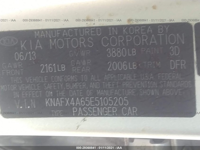 KIA FORTE KNAFX4A65E5105205