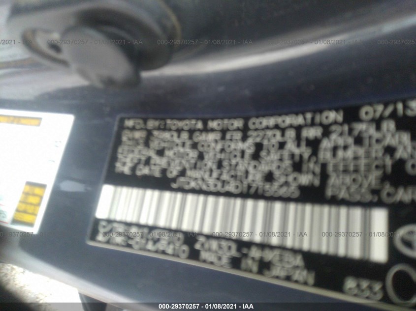 TOYOTA PRIUS JTDKN3DU4D1715565