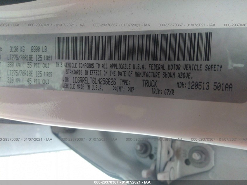 RAM 1500 1C6RRELT6LN256626