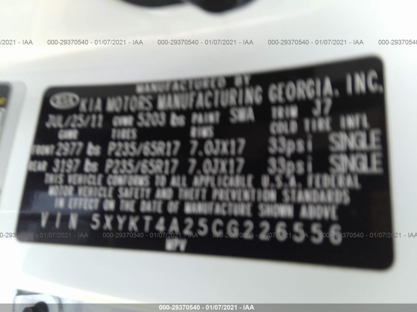 KIA SORENTO 5XYKT4A25CG226556