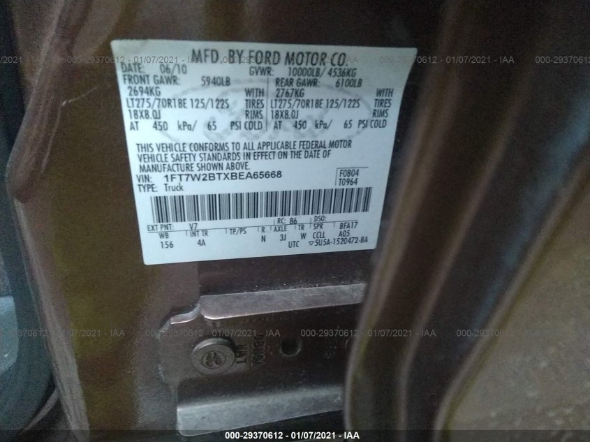 FORD SUPER DUTY F-250 1FT7W2BTXBEA65668