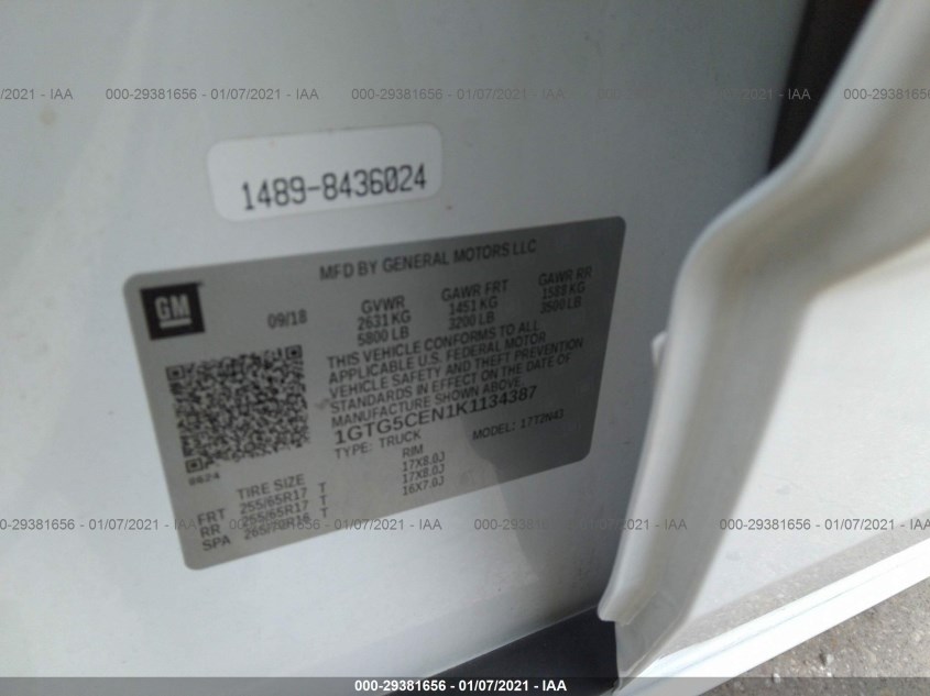 GMC CANYON 1GTG5CEN1K1134387