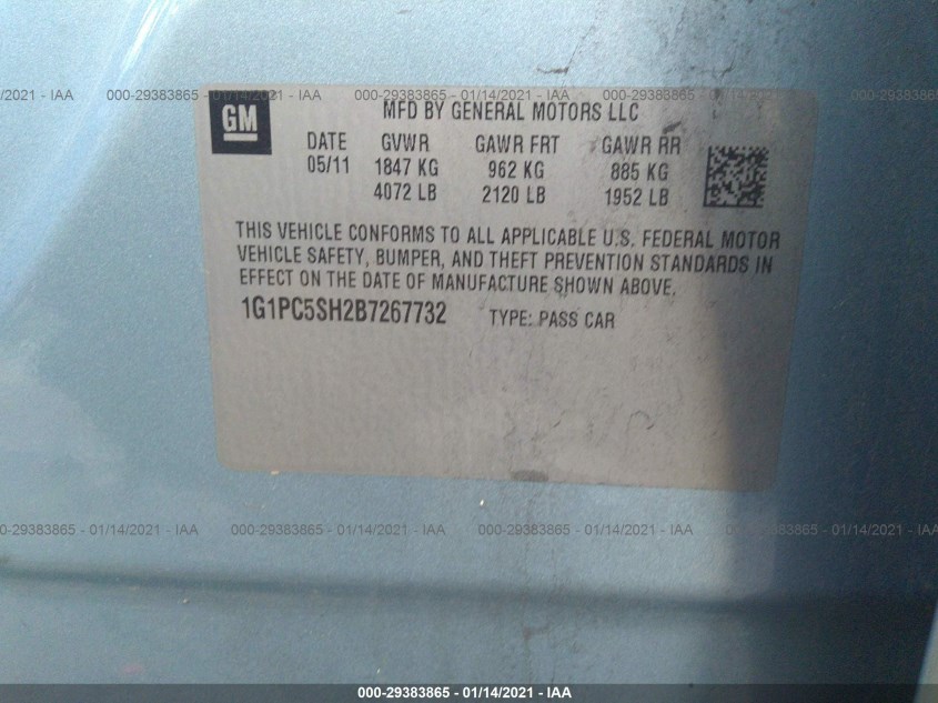 CHEVROLET CRUZE 1G1PC5SH2B7267732